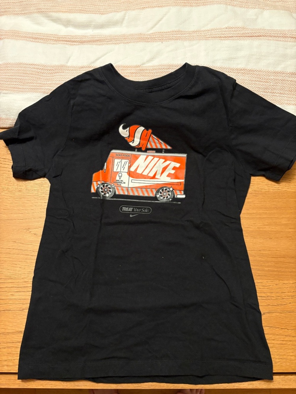 Nike Black Tee with Bright Orange Truck Graphic